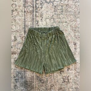 Olive Green Ribbed Shorts